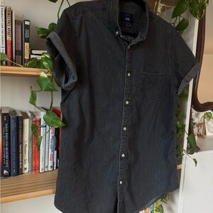 Men's Casual Black Button Down Shirt